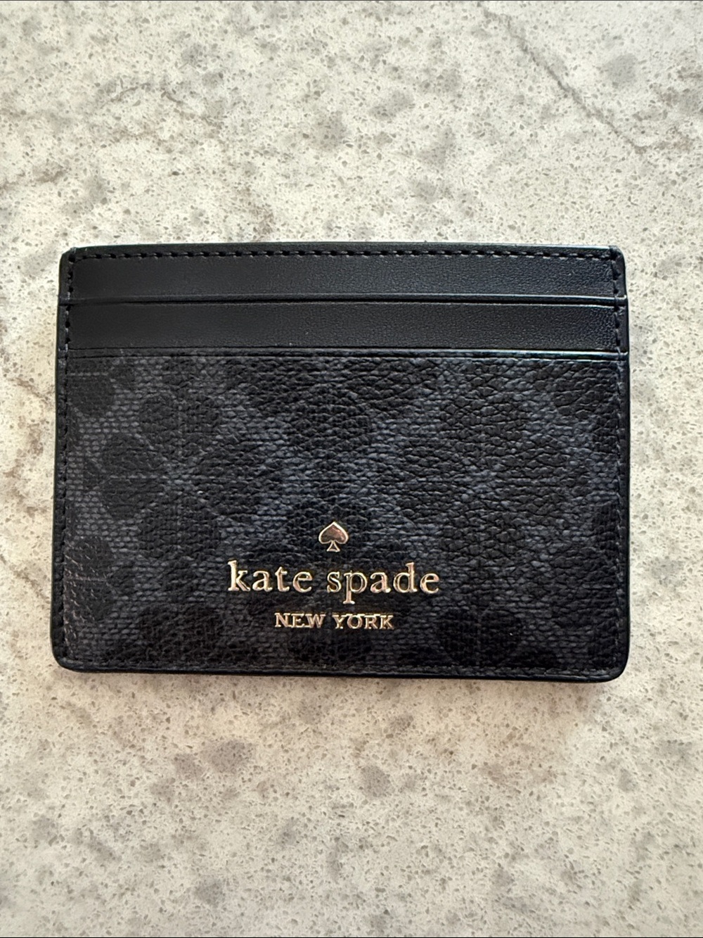 kate spade Black and Gold Logo Card Holder